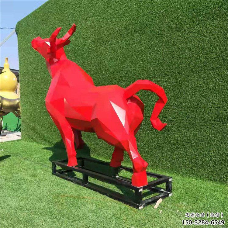 庭院黃牛雕塑廠家，現(xiàn)代小品，彩繪工藝