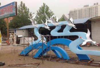 庭院大雁雕塑 城市古銅色雕塑 音樂小品