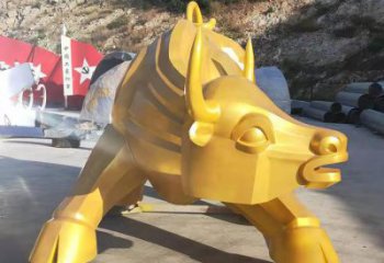 庭院黃牛雕塑，動(dòng)物主題，鍍銅工藝