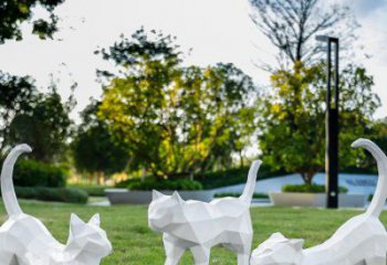 操場小貓咪雕塑，公園主題，幾何工藝