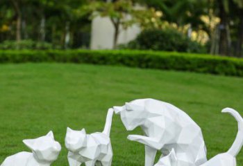 室內貓咪雕塑，拉絲海洋雕塑，抽象效果