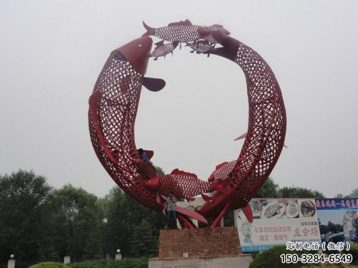 校園魚形雕塑，拉絲海洋雕塑，卡通主題