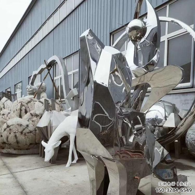 景區哈巴狗雕塑，鍍金歐式雕塑，鐵藝材質