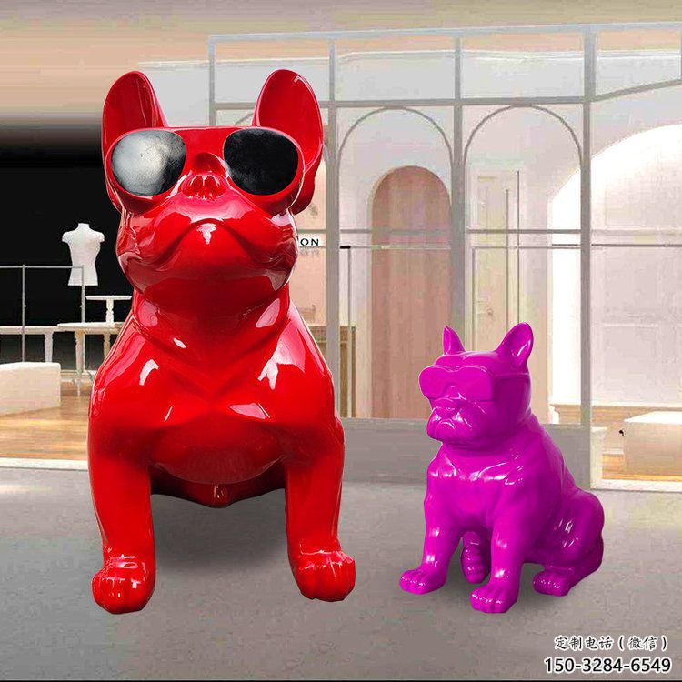 小區哈巴狗雕塑，拉絲海洋雕塑，抽象效果