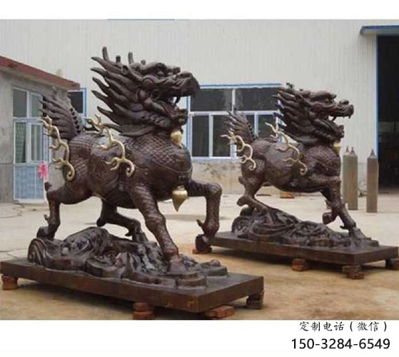 街道貔貅雕塑，鑄銅農耕雕塑，古銅效果