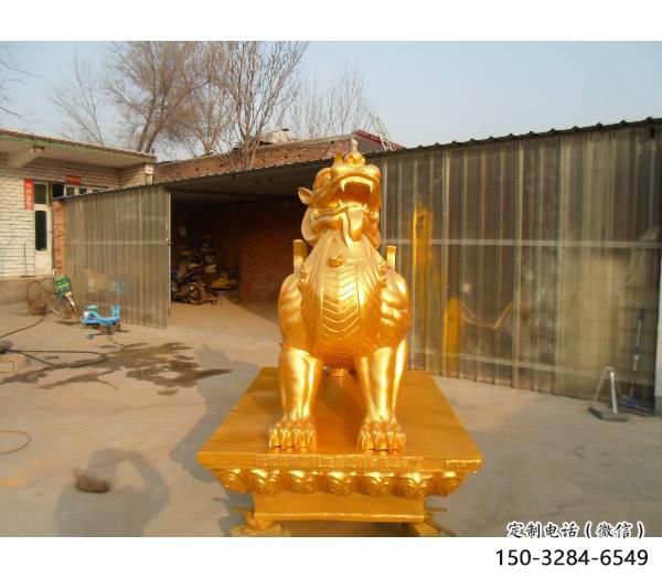 庭院貔貅雕塑，鍍金歐式雕塑，網(wǎng)格形式