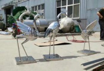 景區白鷺雕塑，鍍金歐式雕塑，鐵藝材質