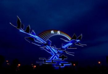 庭院白鷺雕塑，鍍金歐式雕塑，網(wǎng)格形式