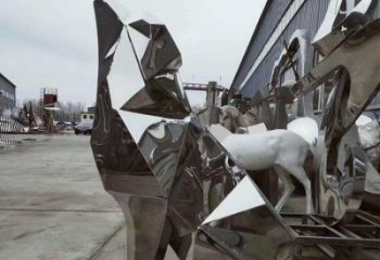 步行街哈巴狗雕塑，鑄銅農耕雕塑，鏤空方式