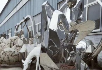 景區(qū)哈巴狗雕塑，鍍金歐式雕塑，鐵藝材質(zhì)