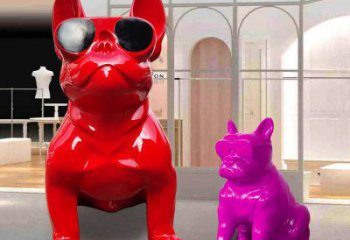 小區哈巴狗雕塑，拉絲海洋雕塑，抽象效果