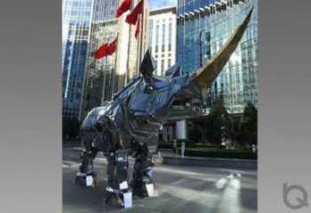 廣場犀牛雕塑，卡通水景雕塑，抽象效果