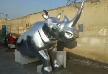 犀牛雕塑，園林動(dòng)物雕塑，鏡面拋光效果