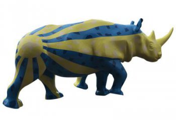 室內(nèi)犀牛雕塑，拉絲海洋雕塑，抽象效果