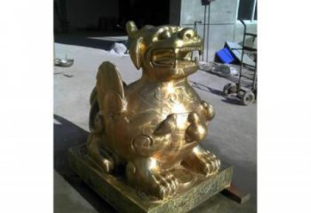 景區(qū)貔貅雕塑，鍍金歐式雕塑，鐵藝材質
