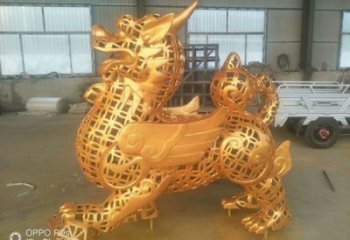 售樓部貔貅雕塑，噴砂發(fā)光雕塑，彩繪題材