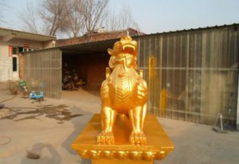 庭院貔貅雕塑，鍍金歐式雕塑，網格形式