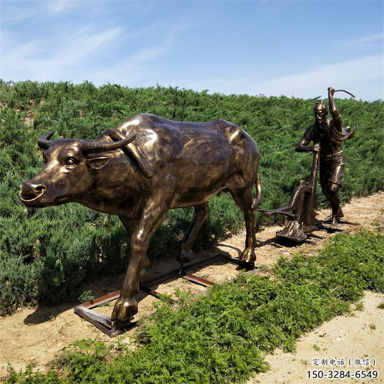 酒店老牛雕塑，鍍金歐式雕塑，仿古擺件