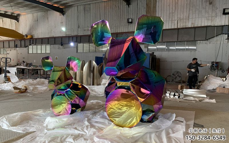 小區老鼠雕塑，拉絲海洋雕塑，抽象效果