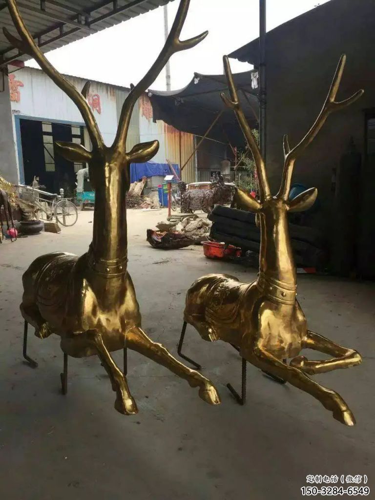 公園馴鹿雕塑，噴砂發光雕塑，鑄銅工藝