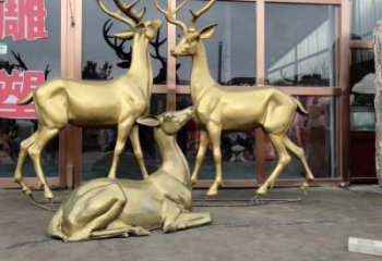 小區馴鹿雕塑，拉絲海洋雕塑，抽象效果