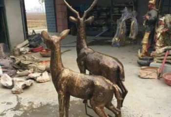 城市馴鹿雕塑，網格體育雕塑，古銅效果