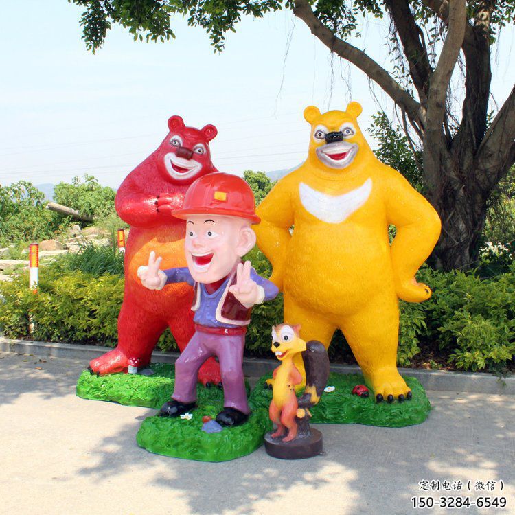 步行街維尼熊雕塑，鑄銅農耕雕塑，鏤空方式