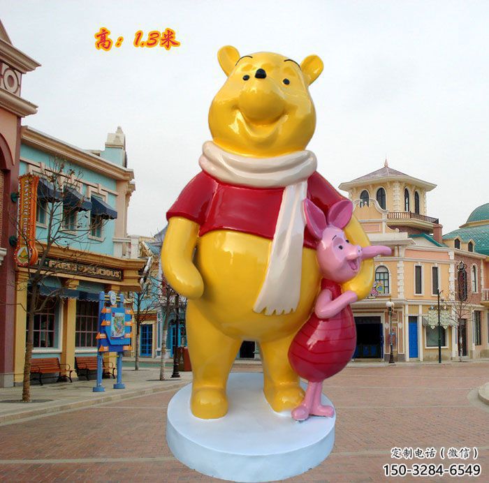 室內(nèi)維尼熊雕塑，拉絲海洋雕塑，抽象效果