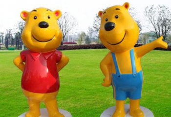 小區(qū)維尼熊雕塑，拉絲海洋雕塑，抽象效果