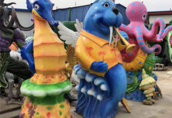 室內河馬雕塑，拉絲海洋雕塑，抽象效果