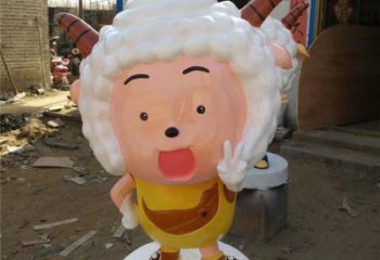 園林小羊雕塑，噴漆運動雕塑，卡通形式