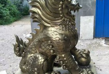 步行街麒麟雕塑，鑄銅農耕雕塑，鑄造方式