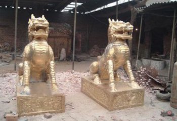 公園麒麟雕塑，噴砂發光雕塑，鑄銅工藝