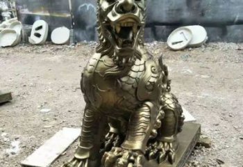 景區麒麟雕塑，鍍金歐式雕塑，鐵藝材質