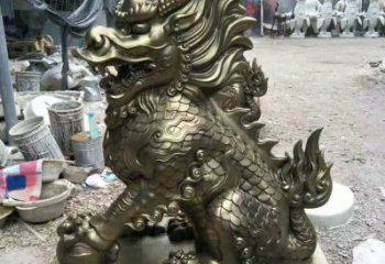 庭院麒麟雕塑，鍍金歐式雕塑，仿古形式