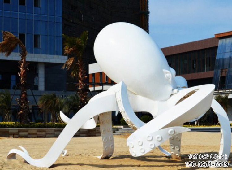 公園烏賊雕塑，噴砂發光雕塑，鑄銅工藝