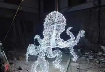 景區(qū)烏賊雕塑，鍍金歐式雕塑，鐵藝材質(zhì)