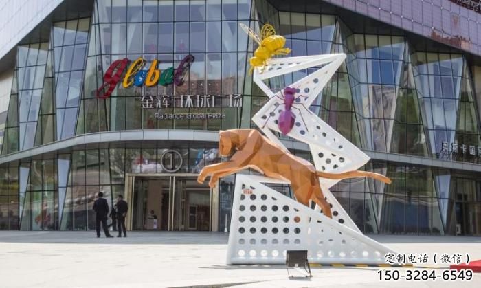 室內(nèi)獵豹雕塑，拉絲動物雕塑，抽象效果