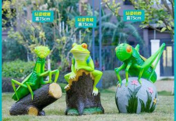 小區蝗蟲雕塑，拉絲仿真雕塑，抽象效果