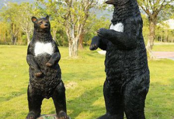 小區黑熊雕塑，拉絲動物雕塑，抽象效果