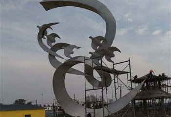 廣場鴿子雕塑，卡通水景雕塑，抽象效果