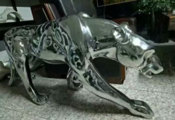 庭院獵豹雕塑，鍍金歐式雕塑，彩繪形式