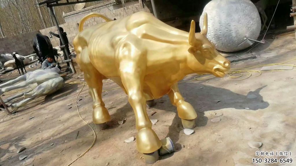 仿古華爾街牛雕塑 庭院彩繪雕塑 田間小品