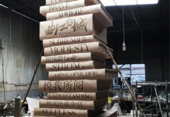 景區(qū)書(shū)籍雕塑，鍍金歐式雕塑，鐵藝材質(zhì)