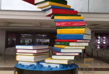 室內書籍雕塑，拉絲景觀雕塑，抽象效果