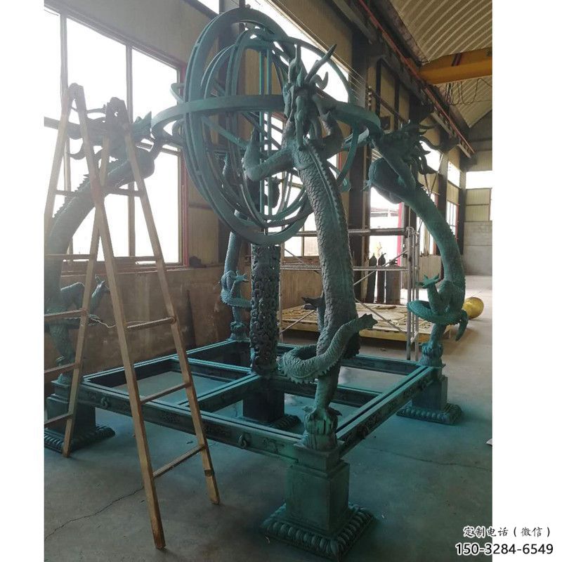 步行街渾天儀雕塑，鍛造景觀雕塑，噴漆方式