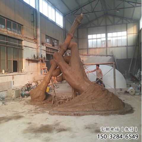 城市毛筆雕塑，網(wǎng)格體育雕塑，古銅效果