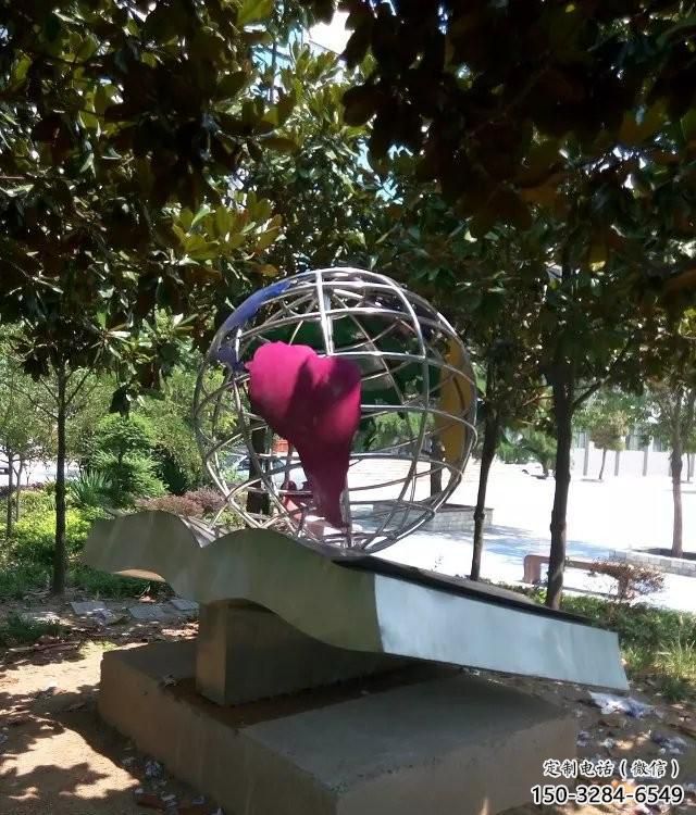 房地產地球儀雕塑，仿古景觀雕塑，噴砂制造