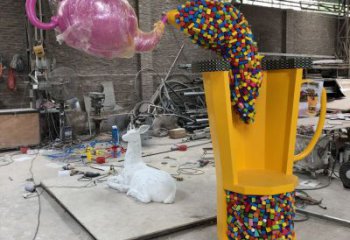 操場茶壺雕塑，烤漆景觀雕塑，噴砂制造