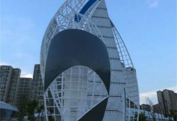 廣場帆船雕塑，抽象水景雕塑，抽象效果